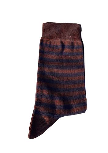 Calzino Paripiede Donna caldo cotone righe marrone/ blu
