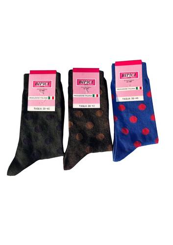 Calzino Paripiede Donna Caldo Cotone Pois Assortiti Variante due    VERDE CARBONE BLUCHINA