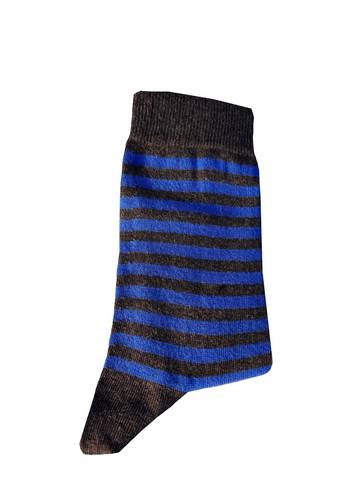 Calzino Paripiede Donna caldo cotone righe antracite/ bluchina