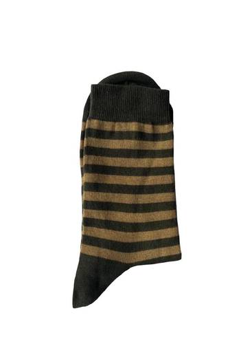 Calzino Paripiede Donna caldo cotone righe Verde Pino/ verde Militare