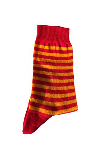 Calzino Paripiede Donna caldo cotone righe fucsia/giallo