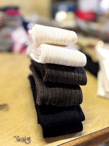 Calzettone Donna Coste Viscosa e Cashmere Marrone