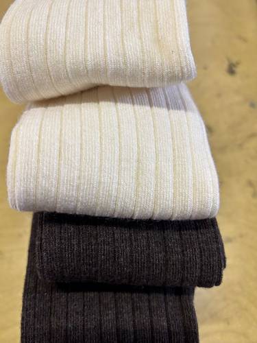 Calzettone Donna Coste Viscosa e Cashmere Bianco