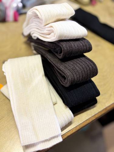 Calzettone Donna Coste Viscosa e Cashmere Bianco