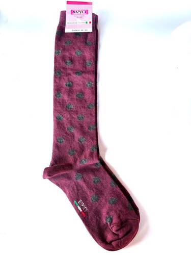 Calzettone donna caldo cotone pois Bordeaux