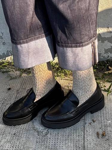 Gambaletto in caldo cotone bottonato traforato crema