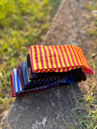 Calzettone donna caldo cotone righe giallo/Fucsia