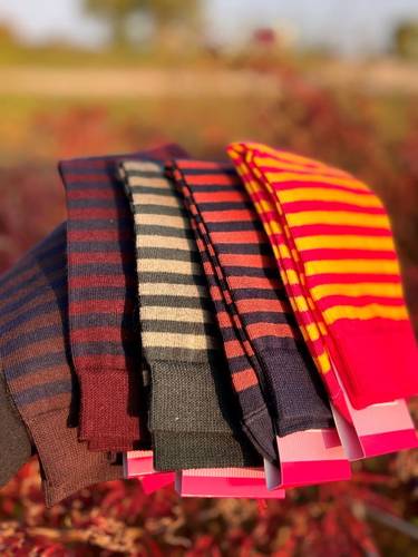 Calzino Paripiede Donna caldo cotone righe marrone/ blu