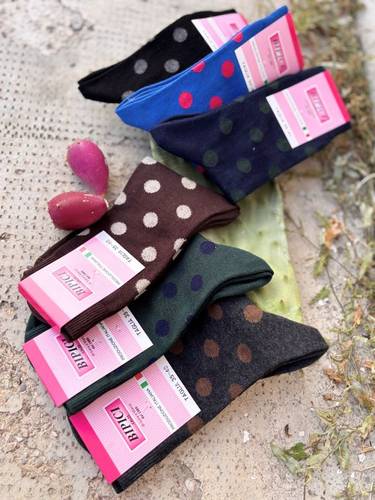 Calzino Paripiede Donna Caldo Cotone Pois Assortiti Variante uno     NERO BLU MARRONE