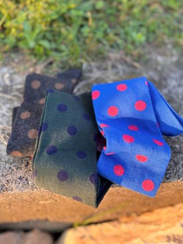 Calzettone donna caldo cotone pois Verde/ Blu