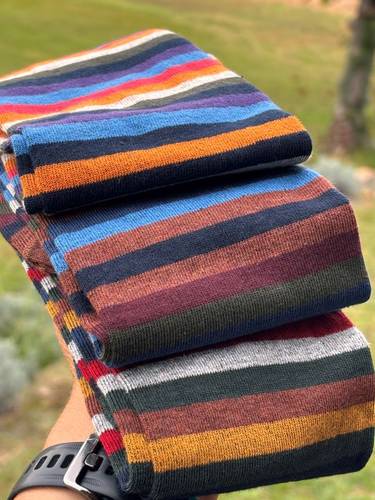 Calzettone uomo caldo cotone righe assortite