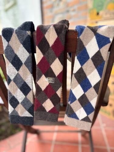 Calzettone Donna Misto Cashmere Rombi Marrone