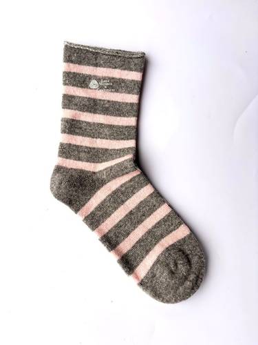Calza Corta Riga Misto Cashmere Grigio/Rosa