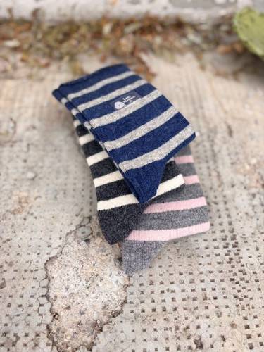 Calza Corta Riga  Misto Cashmere Jeans/Grigio