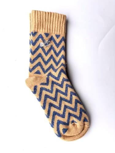 Calza Corta  Misto Cashmere Zig Zag Beige