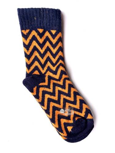 Calza Corta  Misto Cashmere Zig Zag Blu