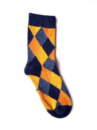 Calza Corta  Misto Cashmere Rombi Blu