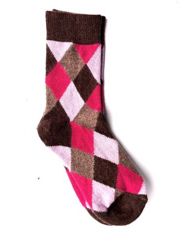 Calza Corta  Misto Cashmere Rombi Marrone