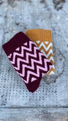 Calza Corta  Misto Cashmere Zig Zag Bordeaux