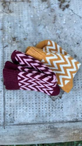 Calza Corta  Misto Cashmere Zig Zag Bordeaux