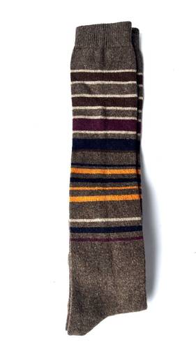 Calzettone Uomo Misto Cashmere Righe Marrone