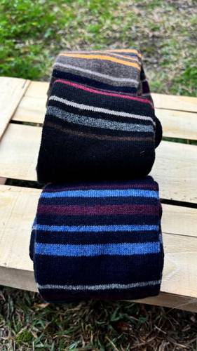 Calzettone Uomo Misto Cashmere Righe Nero