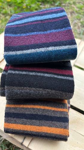 Calzettone Uomo Misto Cashmere Righe Marrone