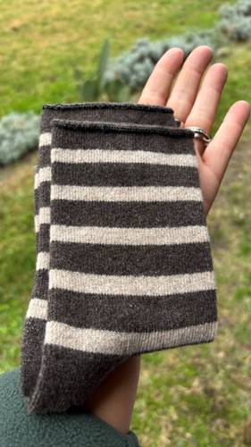 Calza Corta Riga  Misto Cashmere Marrone/Beige