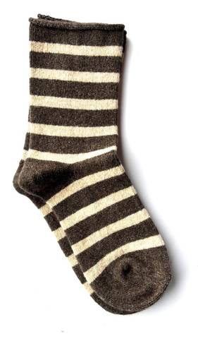Calza Corta Riga  Misto Cashmere Marrone/Beige
