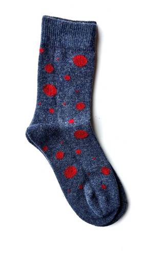 Calza Corta Donna Pois Misto Cashmere Blu Jeans