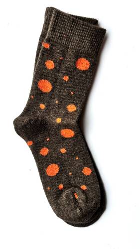 Calza Corta Pois Misto Cashmere Marrone