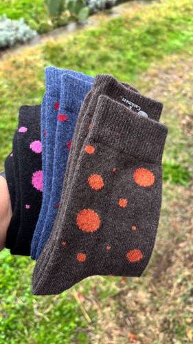 Calza Corta Pois Misto Cashmere Marrone