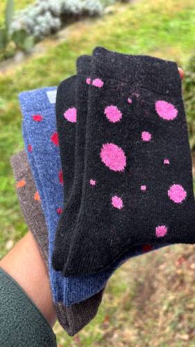 Calza Corta Donna Pois  Misto Cashmere Nera