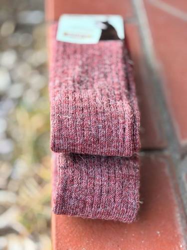 Calzettone Donna Alpaca Coste Bordeaux