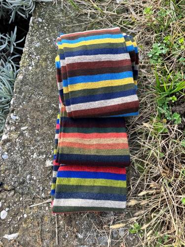 Calzettone uomo caldo cotone righe assortite