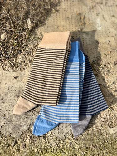 Calza corta Uomo cotone righe piccole