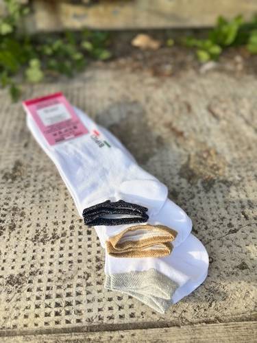 Fantasmino Donna Moda cotone polso lurex bianco