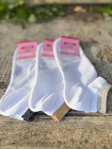 Fantasmino Donna Moda cotone polso lurex bianco