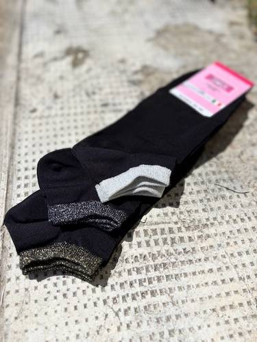 Fantasmino donna Moda cotone polso lurex nero
