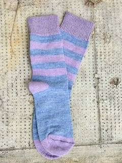 Calzino Paripiede Donna alpaca righe Azzurro/Lilla