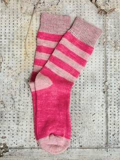 Calzino Paripiede Donna alpaca righe Lampone/Rosa