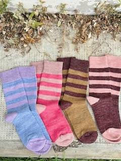 Calzino Paripiede Donna alpaca righe Azzurro/Lilla