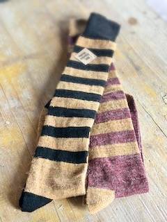 Calzettoni Uomo Alpaca Righe Ocra