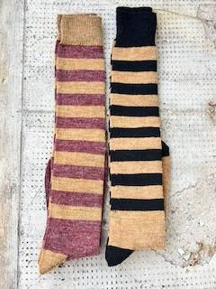 Calzettoni Uomo Alpaca Righe Ocra