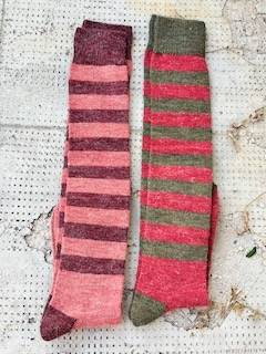 Calzettoni Uomo Alpaca Righe Vino