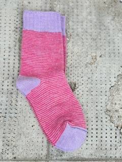 Calzino Paripiede Donna alpaca righine Lilla/Fucsia