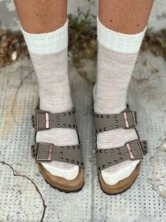 Calzino Paripiede Donna alpaca righine Panna/Beige