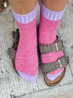 Calzino Paripiede Donna alpaca righine Lilla/Fucsia