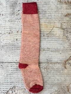 Calzettone donna alpaca righina Mattone/Giallo