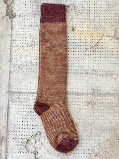 Calzettone donna alpaca righina Bordeaux/Giallo